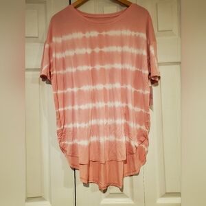 Time & Tru Crewneck Tunic Pink Tie-Dye Women's Top Color Name: Dusty Rose Large